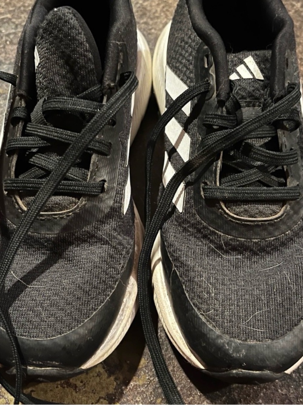 adidas Black and White Lace-Up Running Shoes